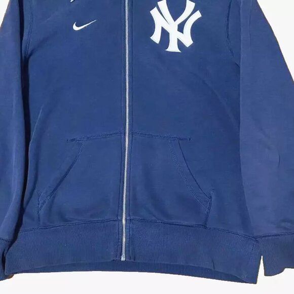 Vintage Jacket hoodie with zipper blue Nike yankees team Size G - Picture 3 of 5